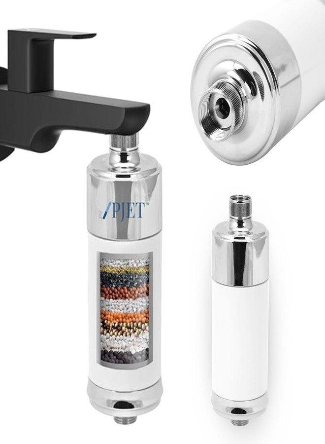 PJET Chrome Shower Filter for Hard Water for Hair - Bathroom Tap & Shower Water Softener Purifier | Shower Head Filter for Hair Fall, Dry Skin & Chlorine Removal | Universal Fit (Silver) - Image 1